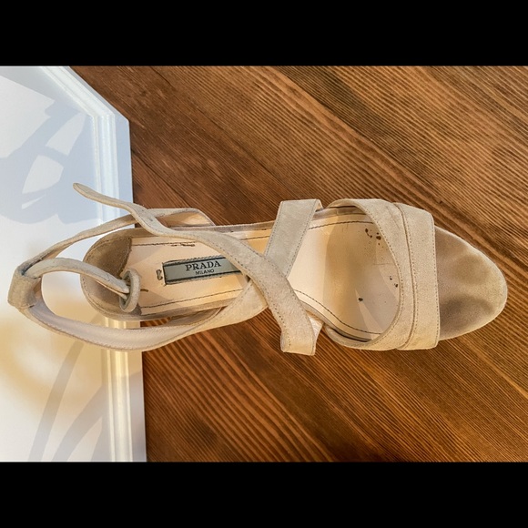 Prada Nude Suede Platform Wedges in Box - Picture 6 of 7